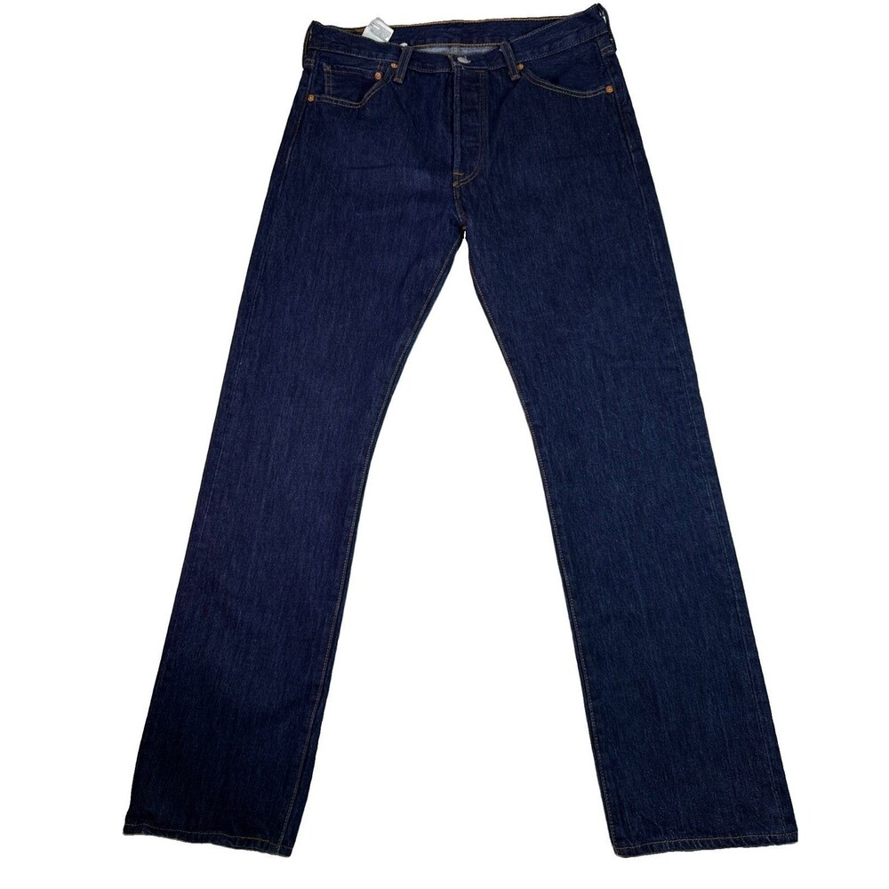 Levis 501 Original Fit Men’s Jeans W34 L 34 Dark Wash Rinse Button Fly Denim